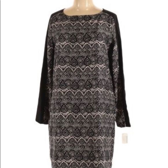 Mossimo Black Cream Faux Lace Printed Shift Dress - Picture 8 of 8
